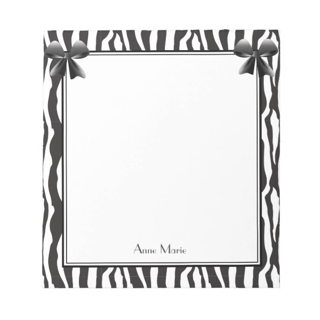 Bloc-note Vaches noires avec Motif Zebra noir (Devant)