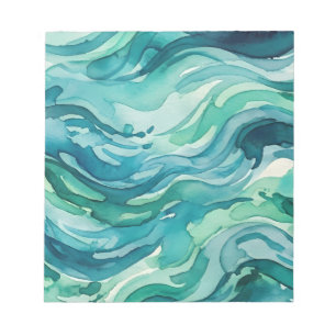 Bloc-note Vagues océaniques à l'aquarelle sarcelle