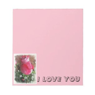 Bloc-note Valentine rose s'est levé