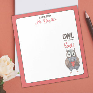 Bloc-note Valentine's Day Owl Teacher Gift