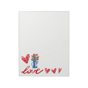 Bloc-note Valentine's Day Tulip Flowers Heart Vase