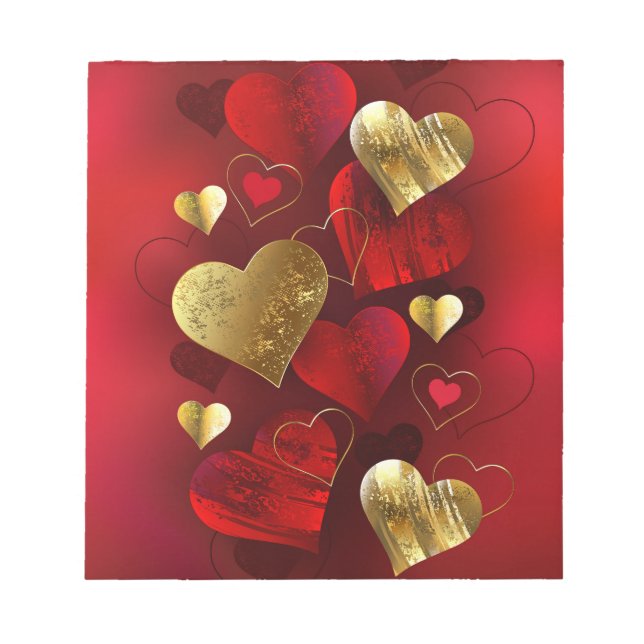 Bloc-note Valentines dorées et rouges (Devant)