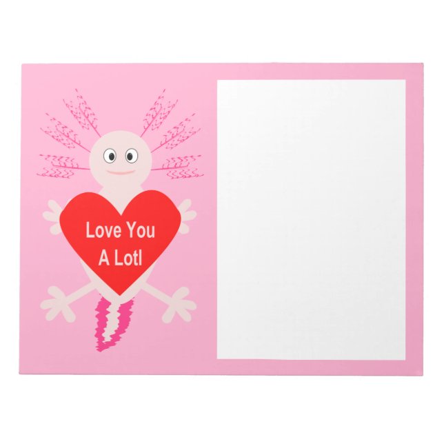 Bloc-note Valentines Jour Amour Coeur Axolotl (Devant)
