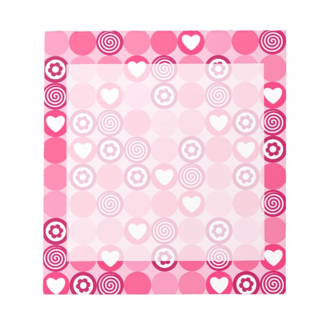 Bloc-note Valentines mignonne rose Motif de coeur et de poin (Devant)