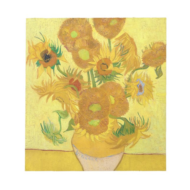 Bloc-note Vase with fifteen sunflowers by Vincent Van Gogh (Devant)