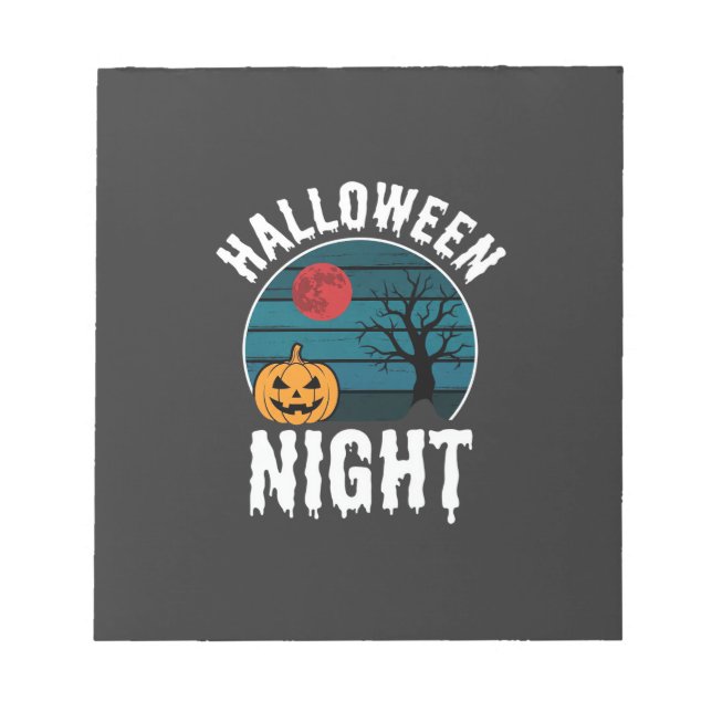 Bloc-note Vecteur d'arbre de citrouille de nuit d'Halloween (Devant)