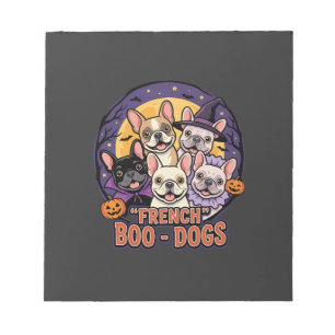 Bloc-note Vecteur de chiens Boo d'Halloween de Bouledogue fr