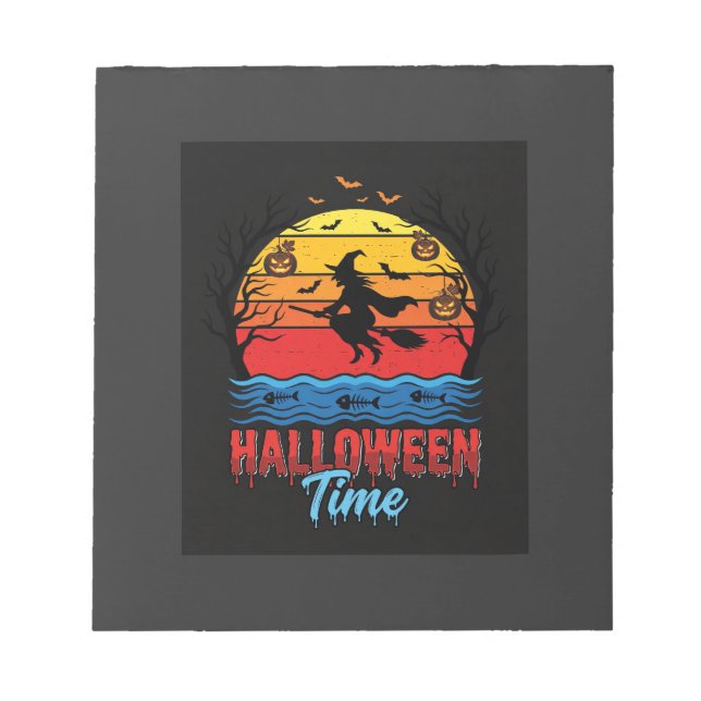 Bloc-note Vecteur de sorcière d'Halloween au coucher du sole (Devant)