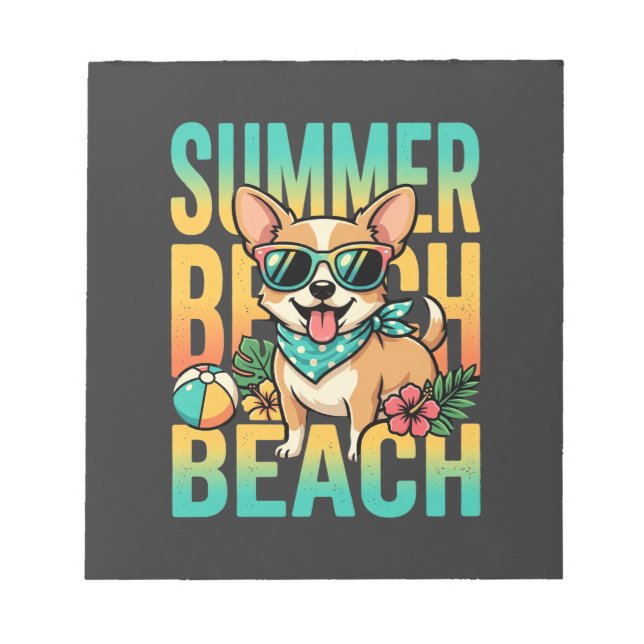Bloc-note Vecteur de vacances de chien de plage d'été (Devant)