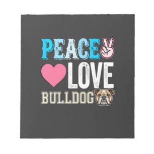 Bloc-note Vecteur Peace Love Bouledogue