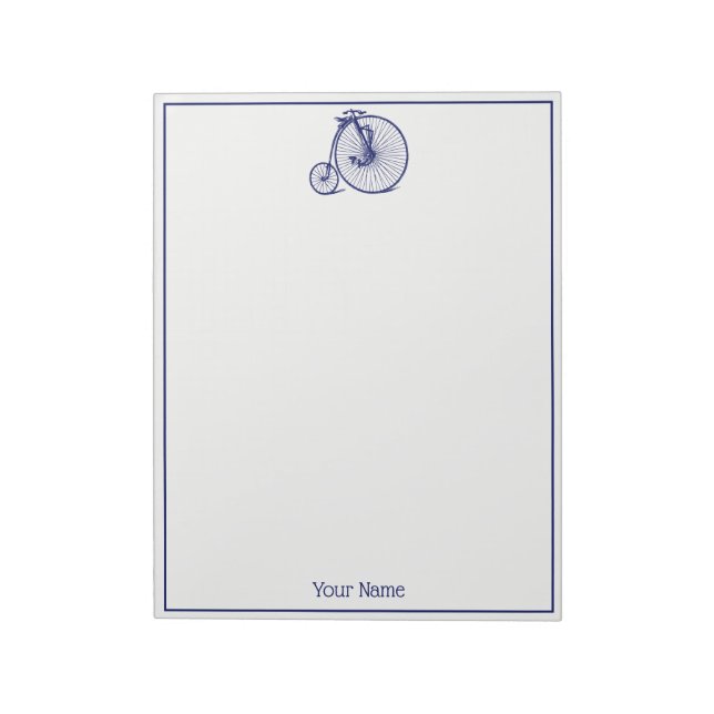 Bloc-note Vélo Velocipede Penny Farthing vintage Blu (Tourné)