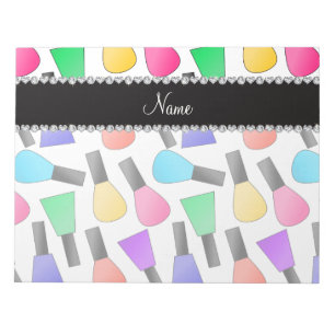 Bloc-note Vernis à ongles arc-en-ciel blanc personnalisé ave
