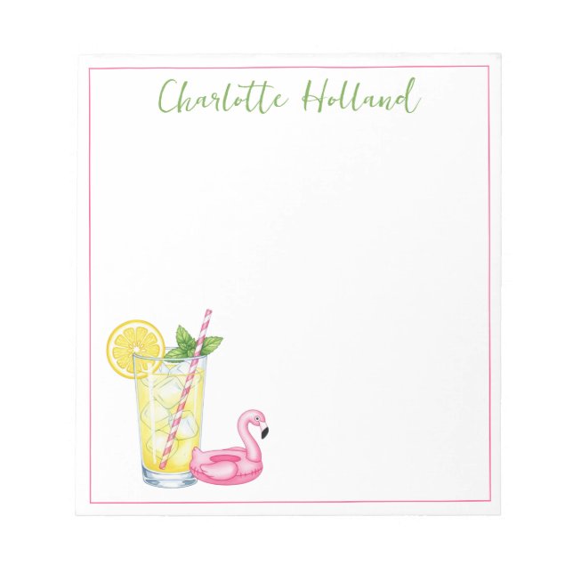 Bloc-note Verre de limonade avec flamant rose (Devant)