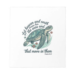 Bloc-note Verset de la Bible Tortue de Mer Dessin de Gravure