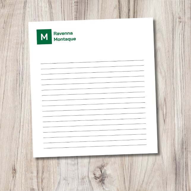 Bloc-note Vert bouteille Élégant Chic Tendance Monogramme Li (Créateur téléchargé)
