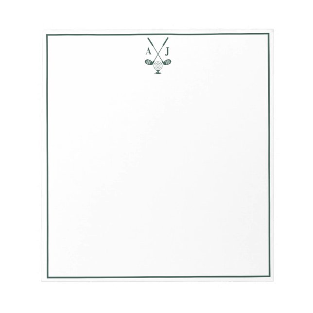Bloc-note Vert Émeraude Monogrammé Golf (Devant)