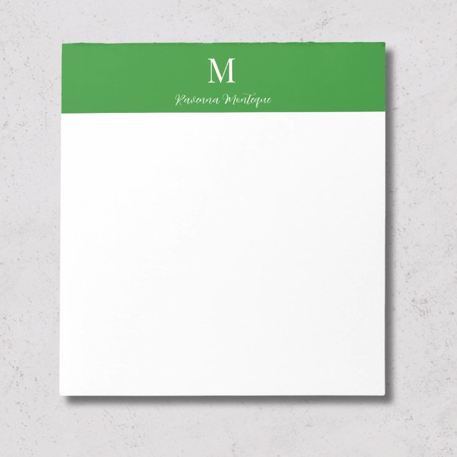 Bloc-note Vert forêt Luxe Monogramme Nom Personnalisé (Créateur téléchargé)