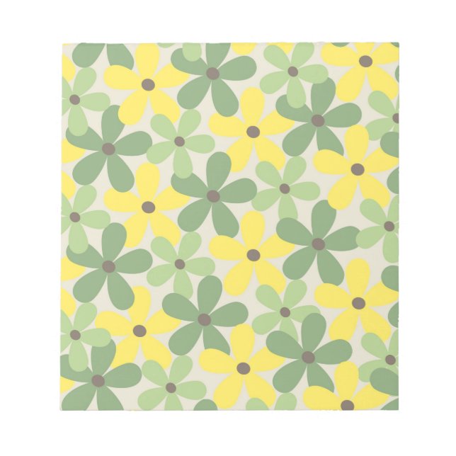 Bloc-note Vert jaune rétro Y2K les années 70 Fleur Motif (Devant)