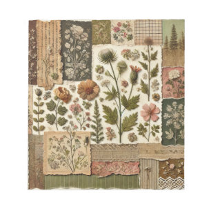 Bloc-note Vert Patchwork rose rose Floral Design Quilé