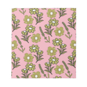 Bloc-note Vert rose rétro Y2K Funky Hippie Flower Motif