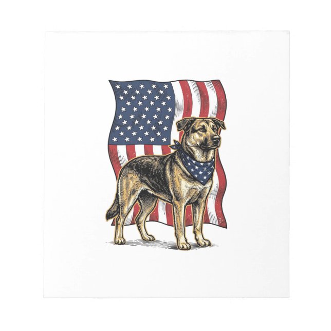 Bloc-note Vêtement vectoriel de drapeau de chien patriotique (Devant)