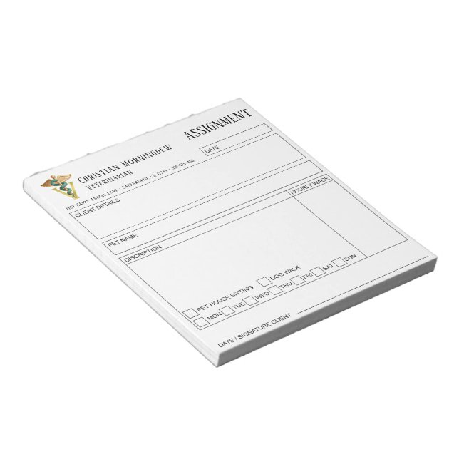 Bloc-note Vétérinaire V symbole de Caducée 1 (Incliné)