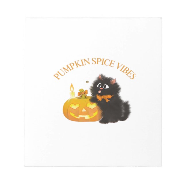 Bloc-note Vibes de Spice de Citrouille, Halloween, chat noir (Devant)