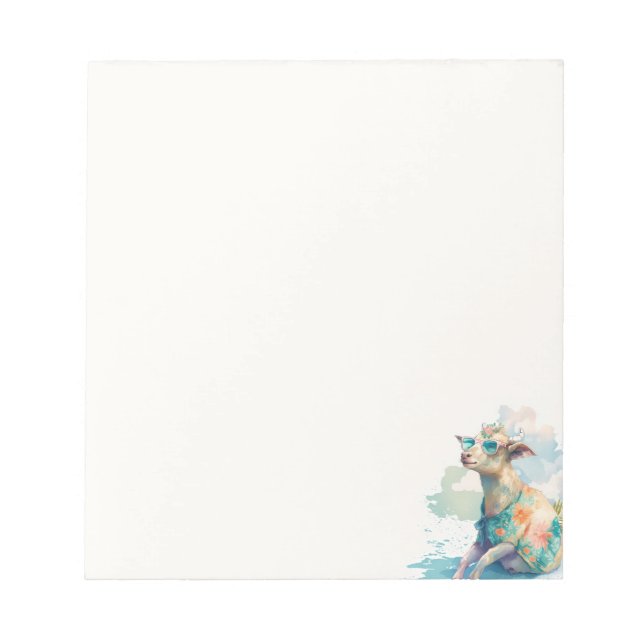 Bloc-note Vibes été Aquarelle Chèvre et lunettes de soleil - (Devant)