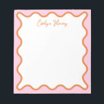 Bloc-note Vibrant Colorful Orange Rose Wavy Zigzag Bordure<br><div class="desc">Un cadeau parfait pour tous ceux qui aiment les blocs-notes colorés et lumineux, avec une bordure ondulée rose et orange. Pour une personnalisation plus avancée de cette conception, par exemple la modification de la disposition, de la police ou de la taille du texte, cliquez sur le bouton "PERSONNALISER" ci-dessus. Veuillez...</div>