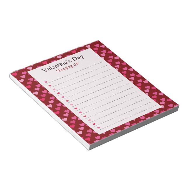 Bloc-note Vibrant Rouge rose Coeurs Vibrants Saint-Valentin (Incliné)
