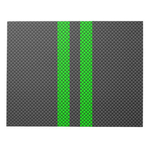 Bloc-note Vibrant Vert Carbone Fiber Style Racing Stripes