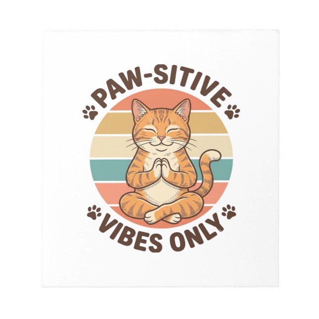 Bloc-note Vibrations Positives Uniquement Chat Méditant Desi (Devant)