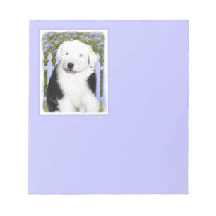 Bloc-note Vieux anglais Sheepdog Puppy Peinture - Chien Art