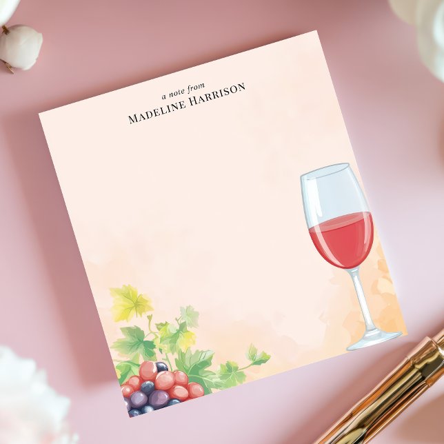 Bloc-note Vin rouge et vignoble de raisins Nom personnalisé (Créateur téléchargé)