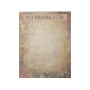 Bloc-note Vintage antique élégant à fleurs abstrait