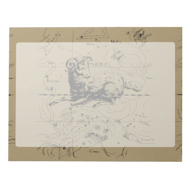 Bloc-note Vintage Aries Constellation Map Hevelius 1690 (Devant)