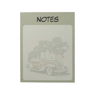 Bloc-note Vintage Classique Voiture Palmiers Notes