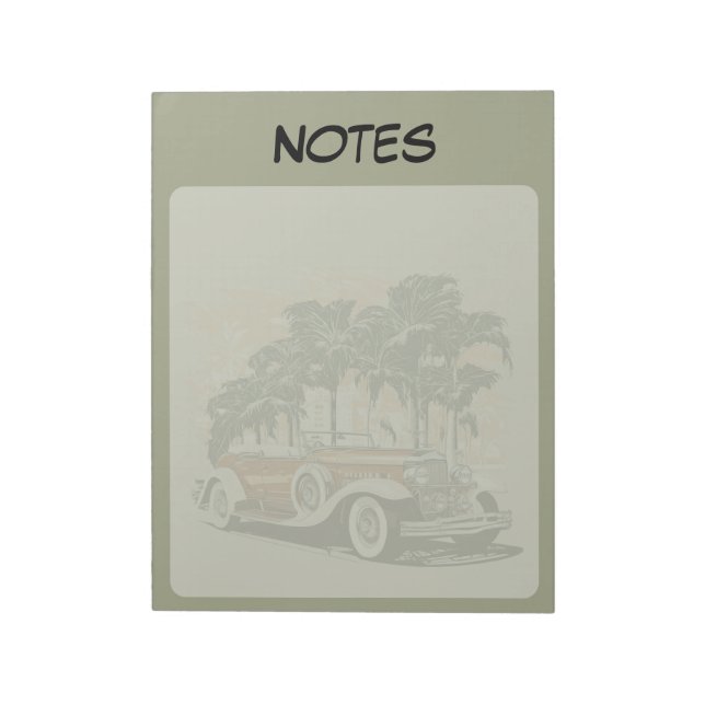 Bloc-note Vintage Classique Voiture Palmiers Notes (Tourné)
