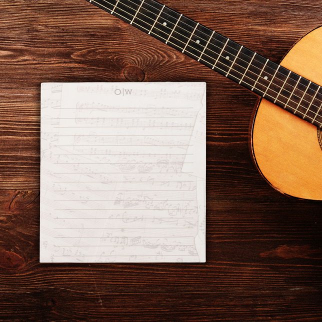 Bloc-note Vintage Élégant Partition Musique Monogramme initi (Créateur téléchargé)