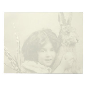 Bloc-note Vintage fille avec lapin géant de Pâques