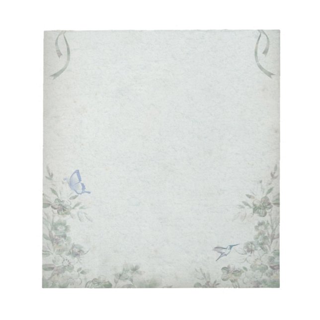 Bloc-note Vintage Floral Blue Mariage (Devant)