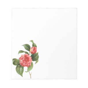 Bloc-note Vintage Floral, Pink Camellia Flowers by Redoute