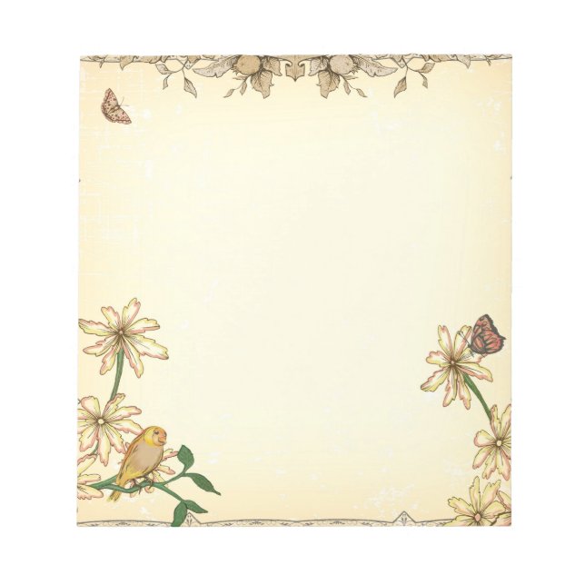 Bloc-note Vintage Flowers and Bird (Devant)