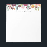 Bloc-note Vintage Garden Bourgogne Floral<br><div class="desc">Jardin d'aquarelle d'inspiration vintage,  fleurs et feuillage,  bloc-notes personnalisé.</div>
