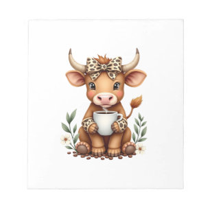 Bloc-note Vintage Highland Cow amateur de café Aquarelle Mig