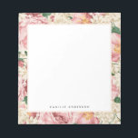 Bloc-note Vintage Jardin rose Rose Motif Personnalisé<br><div class="desc">Bloc-notes floral personnalisable. Il dispose d'une aquarelle motif de roses de jardin roses et d'hydrangées d'ivoire. Personnalisez-le en ajoutant des noms et d'autres détails. Ce bloc-notes à motifs floraux est parfait comme cadeau.</div>