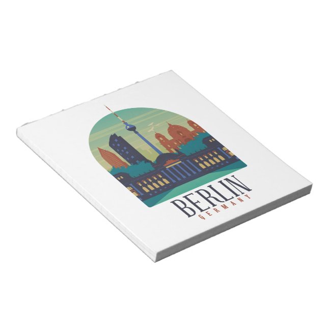Bloc-note Vintage Minimal Berlin Allemagne Skyline Voyage (Incliné)