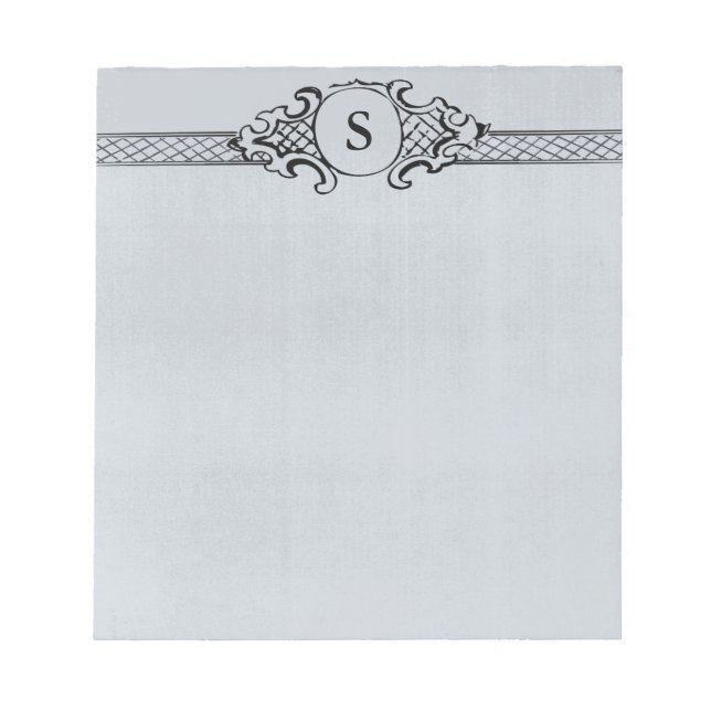 Bloc-note Vintage Monogramme gris bleu Mariage (Devant)