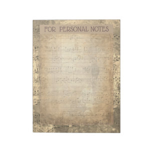 Bloc-note Vintage musique antique notes papier éphémère