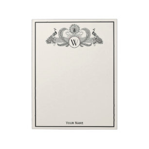 Bloc-note Vintage Paons Monogramme Ivoire BG